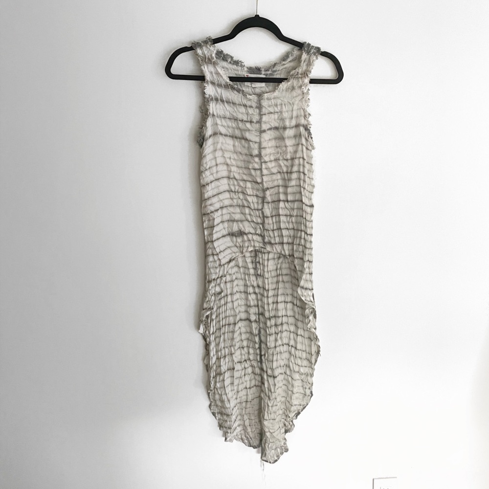 Olive + Oak high low tie dye frayed tank top